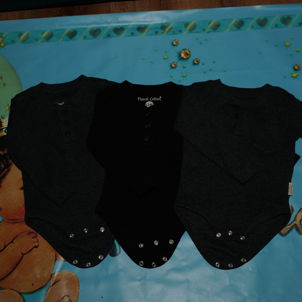 Set of 3 Planet Cotton Thermal Bodysuit